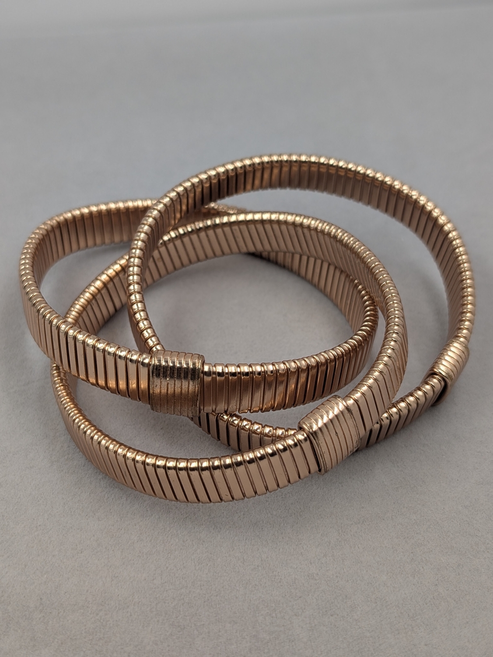 J.Crew Rose Gold-Tone Snake Chain Three Wrap Statement Bracelet 0024